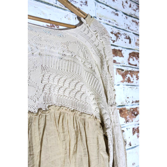 Free People Stargazing Oversized Cotton Embroidered Crochet V-Neck Sweater - Picture 11 of 11